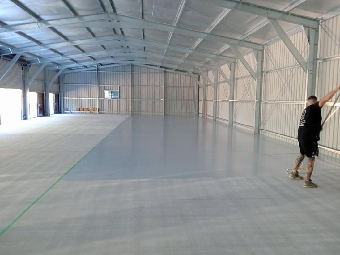 Warehouse floor, base coat by Epoxy Armour Coatings, Sunshine Coast