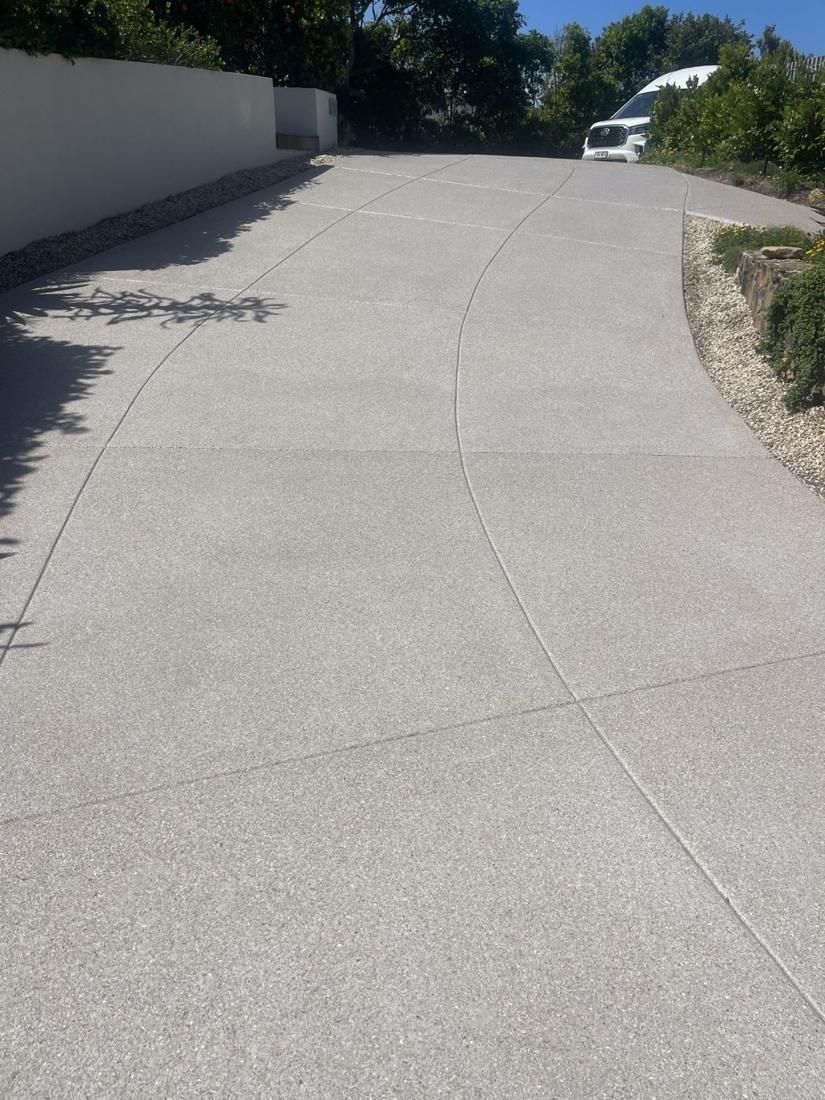 Long driveway, stone-look flake by Epoxy Armour Coatings, Sunshine Coast