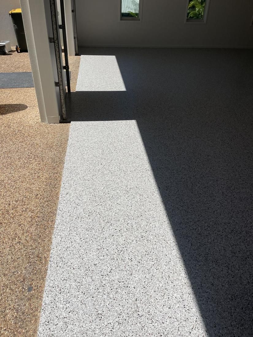 Garage with coved edge finish by Epoxy Armour Coatings, Sunshine Coast