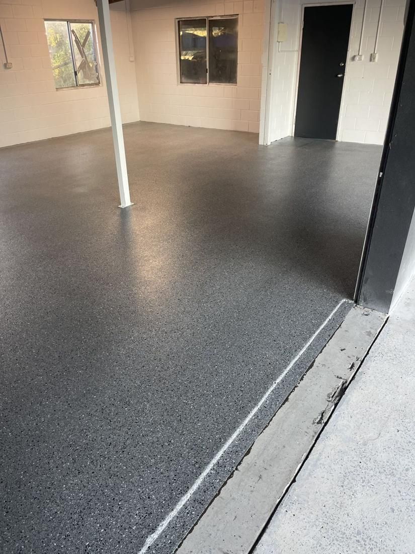 Garage floor, grey flake by Epoxy Armour Coatings, Sunshine Coast