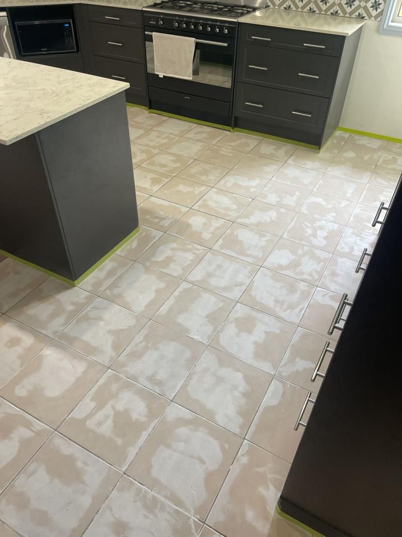 Tiles ground and ready for coating by Epoxy Armour Coatings, Sunshine Coast