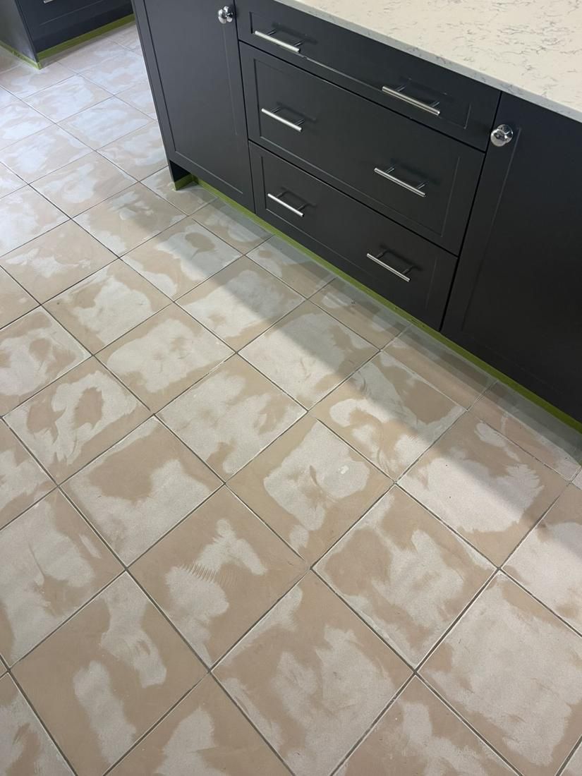 Kitchen tiles ground, before the base coat by Epoxy Armour Coatings, Sunshine Coast